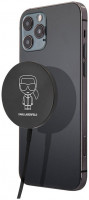 Беспроводное зарядное устройство Karl Lagerfeld Magsafe Wireless charger 15W Outlines Black (KLCBMSIKBK)