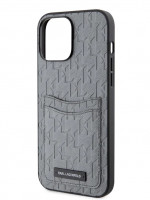 Чехол для iPhone 14 Pro Max Lagerfeld PU Saffiano Monogram c кардслотом Hard Silver (KLHCP14XSAKLHPPG)