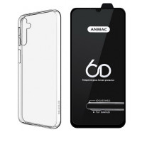 Комплект силиконовый прозрачный чехол + стекло для Samsung Galaxy A24