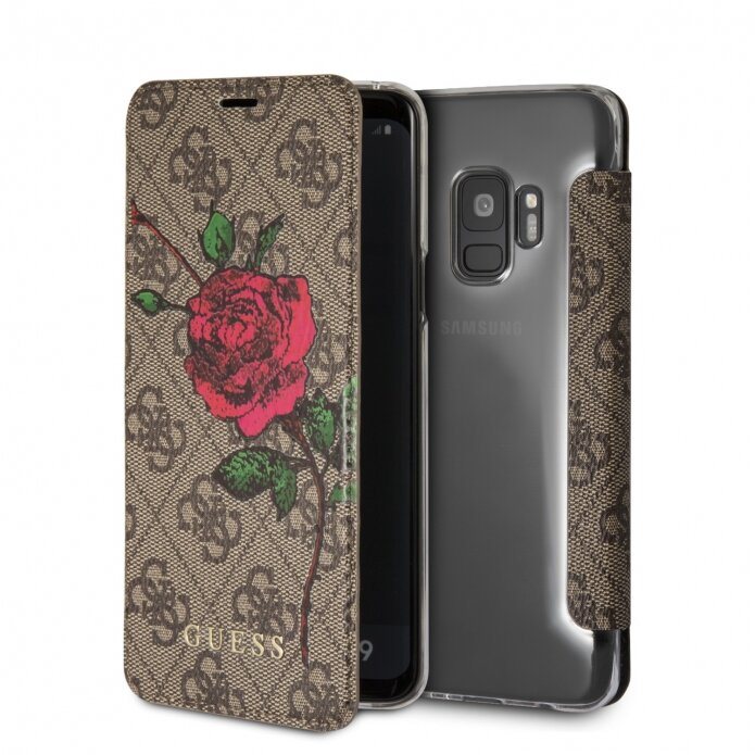 Чехол-книжка для Samsung Galaxy S9+ Guess Flower Desire 4G Booktype PU/Roses Brown (GUFLBKS9L4GROB)