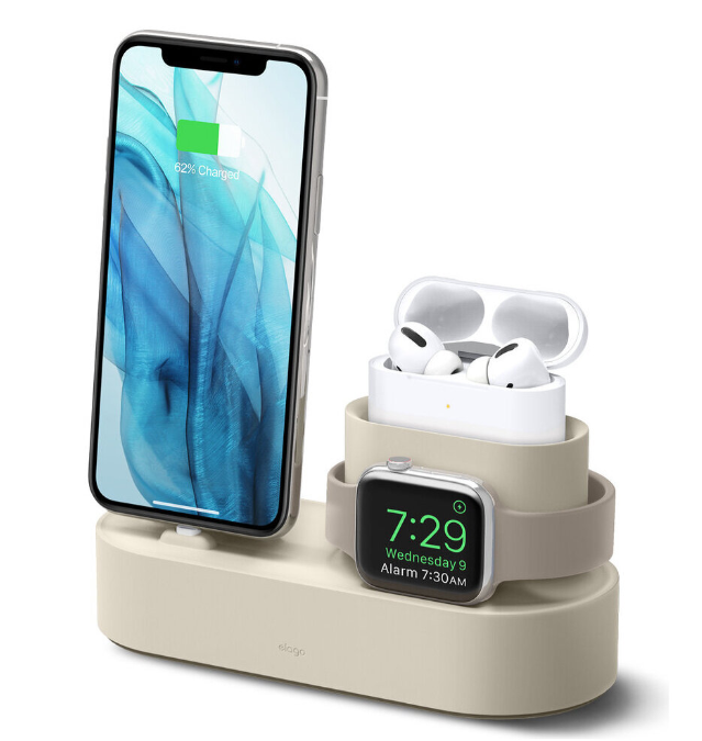 Док-станция Elago стенд 3-в-1 для Airpods Pro/Apple Watch/iPhone, Classic white (EST-TRIOPRO-CWH)