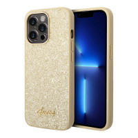 Чехол для iPhone 14 Pro Max Guess PC/TPU Glitter flakes w Metal logo Hard Gold (GUHCP14XHGGSHD)