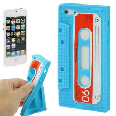 Силиконовый чехол кассета Tape для iPhone  SE / 5S / 5 (синий)