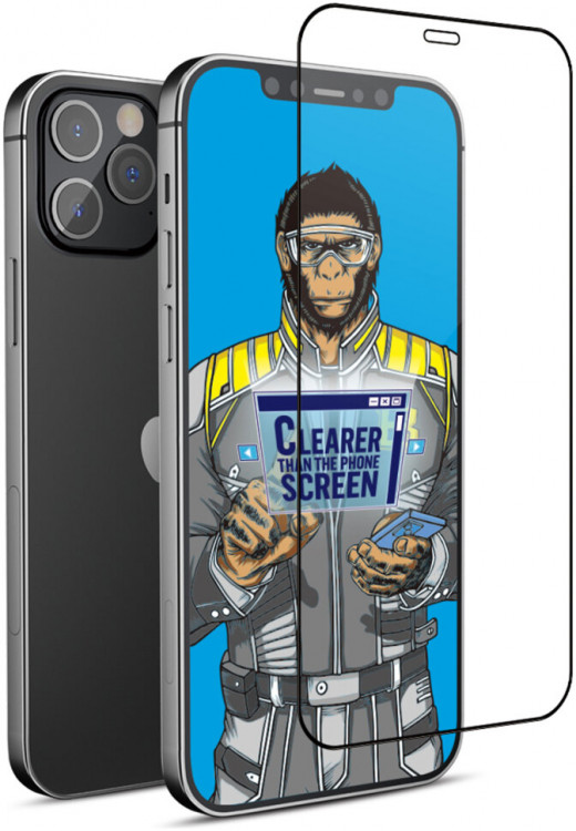 Защитное ультра-прозрачное стекло для iPhone 16e/14/13/13 Pro BlueO 2.5D Silk Anti-reflective, 0.26 мм, Black (MB26-13-6.1)