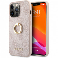 Чехол для iPhone 13 Pro Guess PU 4G + Ring Hard Pink (GUHCP13L4GMRPI)