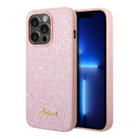 Чехол для iPhone 14 Pro Max Guess PC/TPU Glitter flakes w Metal logo Hard Pink (GUHCP14XHGGSHP)