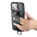 Кожаный чехол Suteni для iPhone 12 / 12 Pro с держателем, ремешком на запястье и карманом для карт (Blue) 
