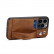 Кожаный чехол Suteni для iPhone 15 Pro Max с держателем и кармашком для карт (Brown)
