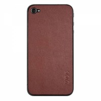 Кожаная наклейка для iPhone 4, 4S от ZAGG (коричневая)