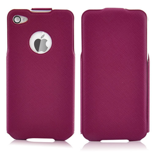 Кожаный чехол блокнот Ultra Slim с вертикальным флипом для iPhone 4 / 4S (magenta)