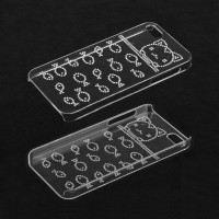 Прозрачный чехол накладка со стразами для iPhone 5/5S (Кошка с рыбками)