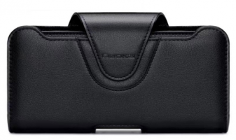 Кожаный чехол на пояс кобура Nuoku с двумя отделениями для смартфонов до 6,7'' (Black)