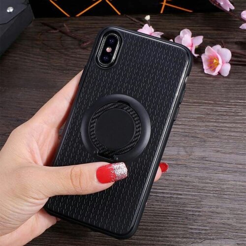 Защитный чехол с кольцом для iPhone XS / X для магнитных держателей (Black)