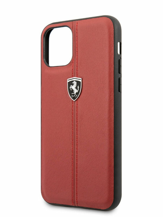 Кожаный чехол-накладка для iPhone 11 Ferrari Heritage W Hard Leather Red (FEHDEHCN61RE)