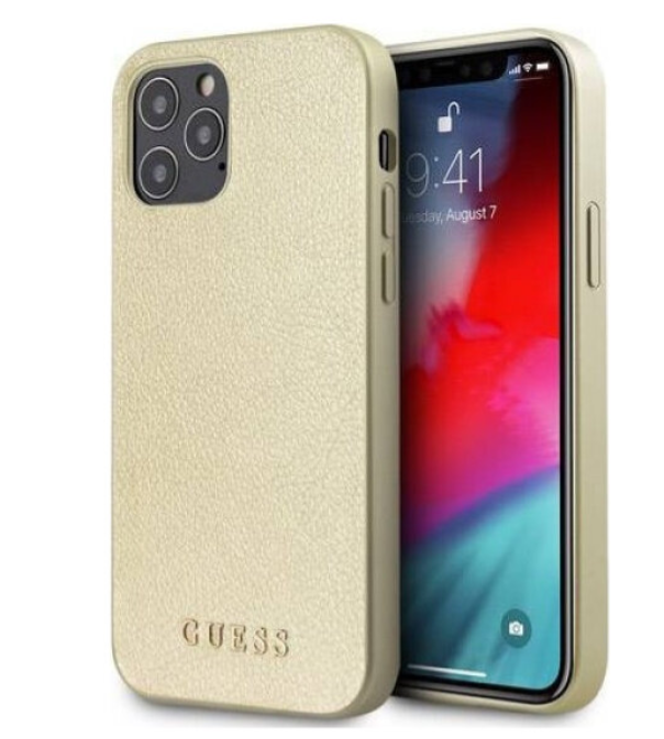 Чехол-накладка для iPhone 12 Pro Max (6.7) Guess Iridescent Hard PU, Gold (GUHCP12LIGLGO)