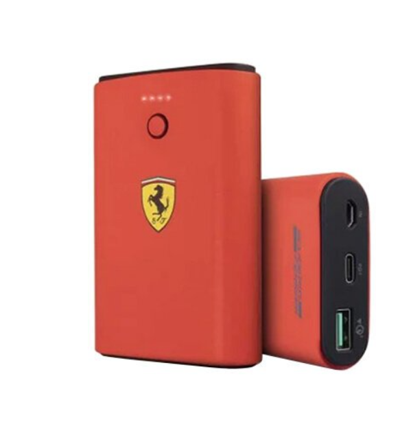 Портативный аккумулятор Ferrari АКБ внешняя 7500 mAh, LED-индикатор, USB-C PD in/out +USB QC3.0 Rubber, Red (FESPBAS75RE)