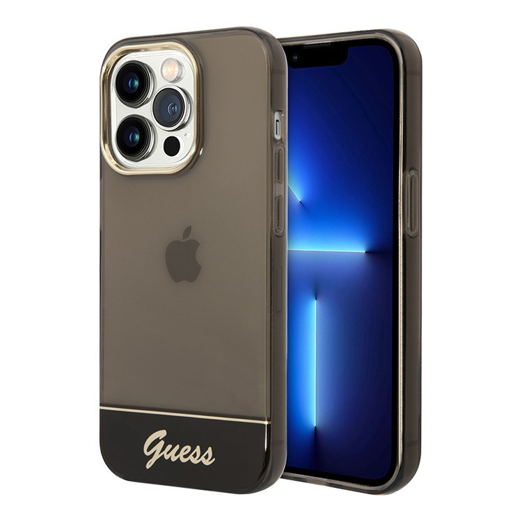 Чехол для iPhone 14 Pro Max Guess PC/TPU Translucent w Electoplated camera Hard Black (GUHCP14XHGCOK)