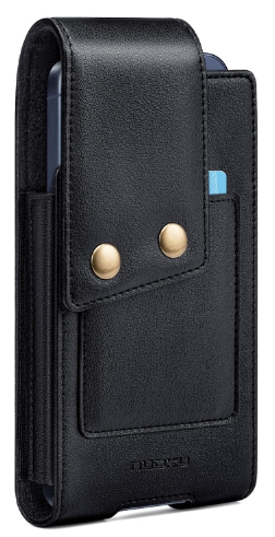 Вертикальный кожаный чехол на пояс кобура Nuoku для смартфонов до 6,7'' (Black)