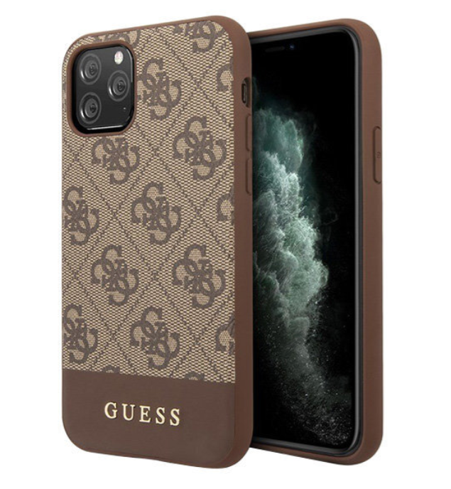 Чехол-накладка для iPhone 11 Pro Guess 4G PU Stripe Metal logo Hard, Brown (GUHCN58G4GLBR)