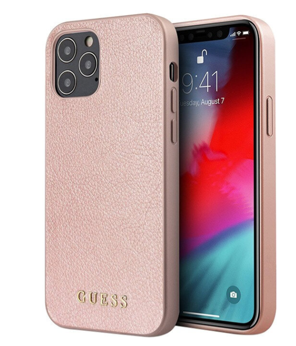 Чехол-накладка для iPhone 12 Pro Max (6.7) Guess Iridescent Hard PU, Pink (GUHCP12LIGLRG)