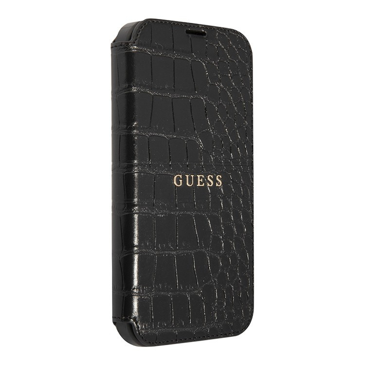 Чехол для iPhone 13 Pro Guess PU Croco with metal logo Booktype Black (GUBKP13LPCRBBK)