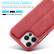 Кожаный чехол-книжка LC.IMEEKE для iPhone 15 Pro Max с магнитным флипом и разъемом под карточки (Red)