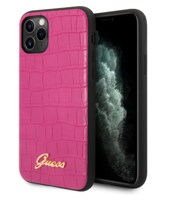 Чехол-накладка для iPhone 11 Pro Guess Animal Croco with metal logo Hard PU, Pink (GUHCN58PCUMLCRPI)