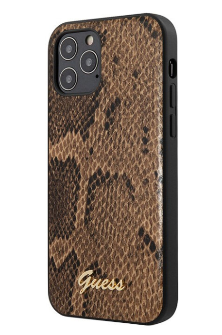 Чехол-накладка для iPhone 12 Pro Max (6.7) Guess Python Metal logo Hard PU, Brown (GUHCP12LPUSNSMLBR)