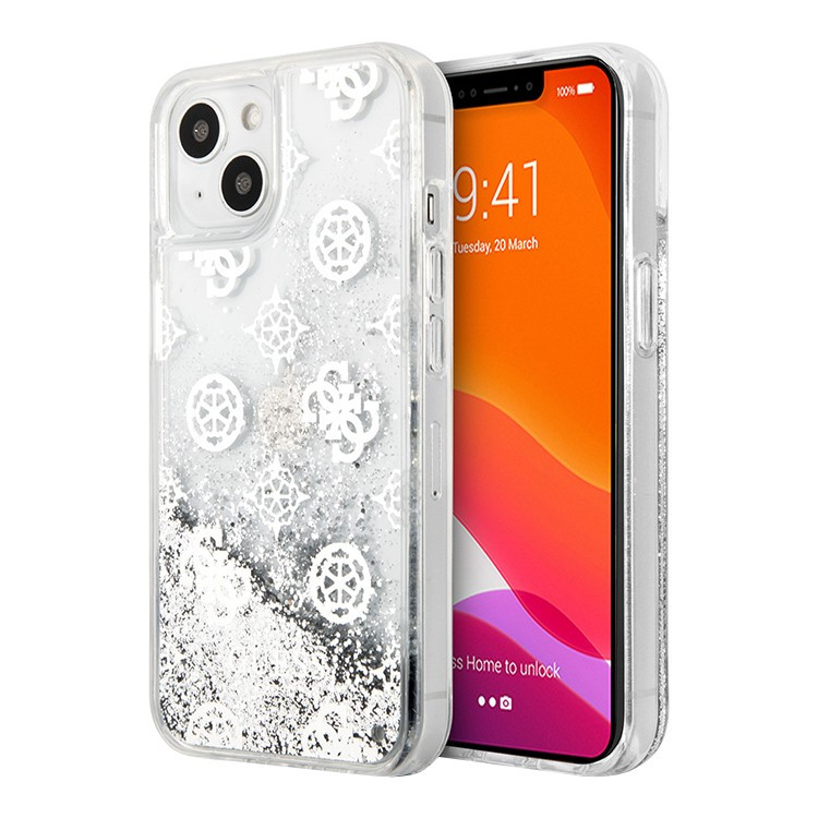 Чехол для iPhone 13 Guess Liquid Glitter Peony Hard Silver (GUHCP13MLGPESI)