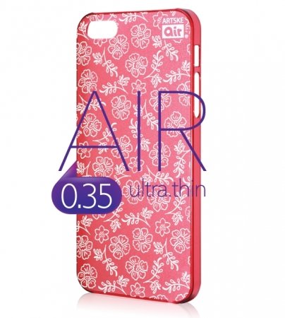  Чехол накладка Artske для iPhone SE / 5S / 5 Air case Red Flower AC-RD2-IP5  (красный с цветами)