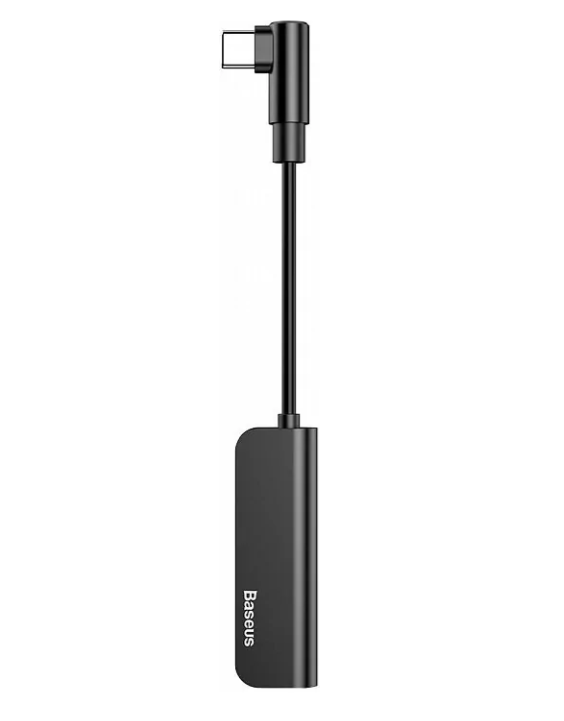 Аудиоадаптер L53 Baseus Type-C Male to Type-C female + 3.5mm female 2A, Black (CATL53-01)