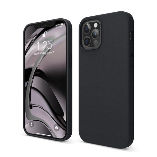 Чехол-накладка для iPhone 12 Pro Max (6.7) Elago Soft silicone case (Liquid) Black (ES12SC67-BK)