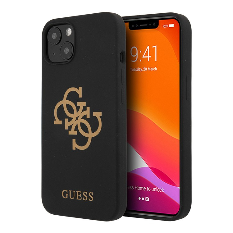 Чехол для iPhone 13 Guess Liquid silicone 4G Big logo Hard Black (GUHCP13MLS4GGBK)