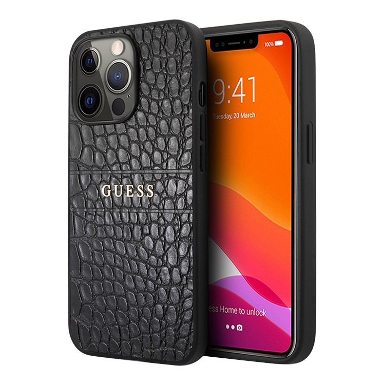 Чехол для iPhone 13 Pro Guess PU Croco with metal logo Hard Black (GUHCP13LPCRBBK)