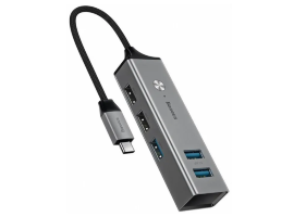 Переходник HUB-адаптер Baseus Cube Type-C to USB 3.0х3 + USB 2.0х2, Dark gray (CAHUB-D0G)
