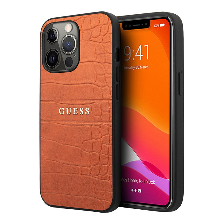 Чехол для iPhone 13 Pro Guess PU Croco with metal logo Hard Orange (GUHCP13LPCRBOR)