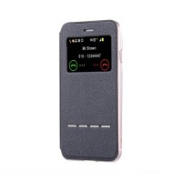 Чехол книжка для iPhone 7 / 8 / SE 2020, 2022 с окошком Call ID и слайдером для ответа (Black)