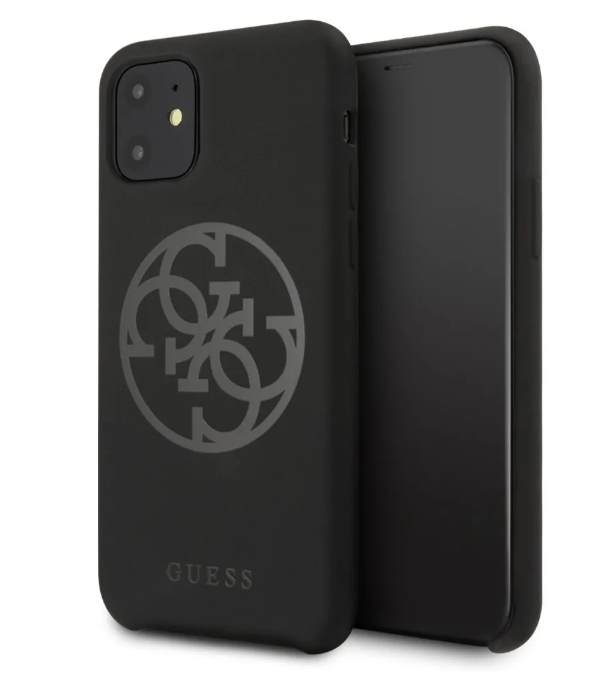 Силиконовый чехол для iPhone 11 Guess Silicone collection 4G logo Hard, Black (GUHCN61LS4GBK)