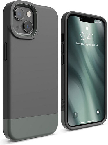 Чехол-накладка для iPhone 13 Elago GLIDE (TPU+PC) Dark Grey/Light Green (ES13GL61-DGLGR)