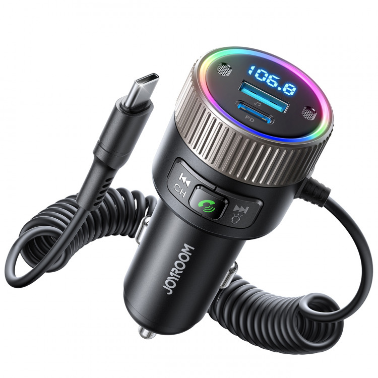 Bluetooth 5.4 трансмиттер JOYROOM в авто с беспроводной зарядкой 60W JR-CCB02