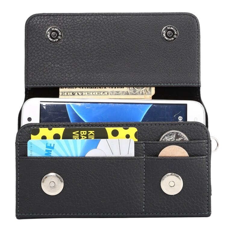 Кожаный чехол кобура для смартфонов 5,0" - 5,5" с разъемами для карт и денег