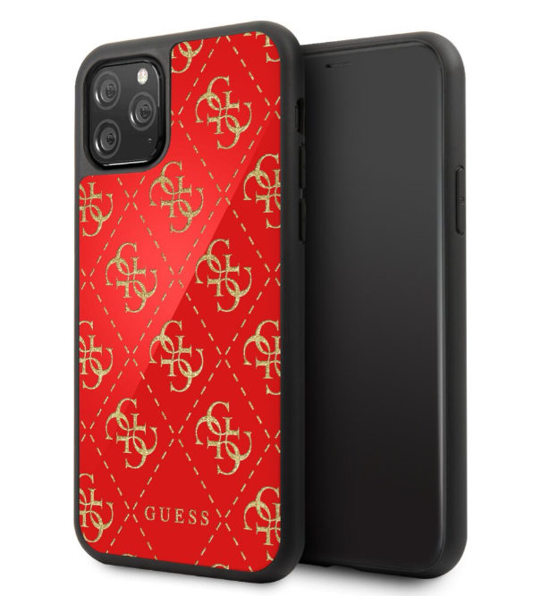 Чехол-накладка для iPhone 11 Pro Guess Double layer 4G Peony Hard Glass, Red (GUHCN584GGPRE)