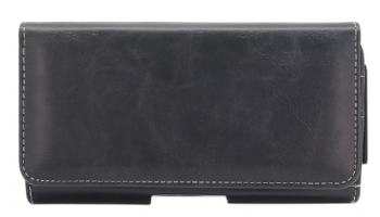Кожаный чехол кобура с двумя отделениями для смартфонов до 6,7'' (Black)