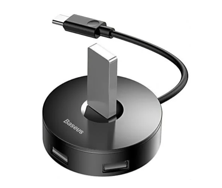 Переходник-адаптер Baseus Round box HUB Type-C to USB 3.0х1 + USB 2.0х3, Black (CAHUB-G01)