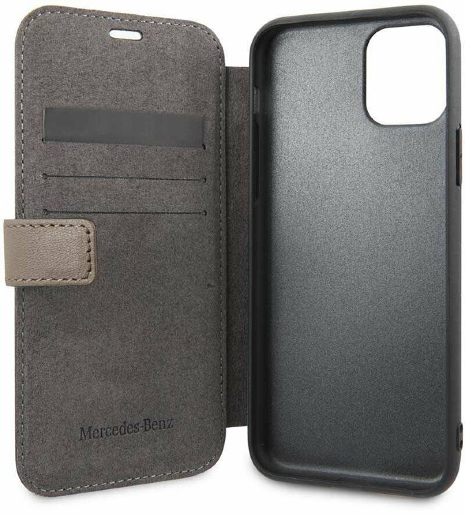 Кожаный чехол-книжка для iPhone 11 Pro Mercedes Bow Quilted/perforated Booktype Leather, Brown (MEFLBKN58DIQBR)