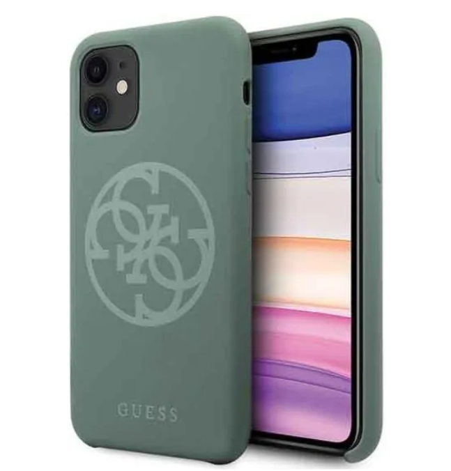 Силиконовый чехол для iPhone 11 Guess Silicone collection 4G logo Hard, Green (GUHCN61LS4GKA)