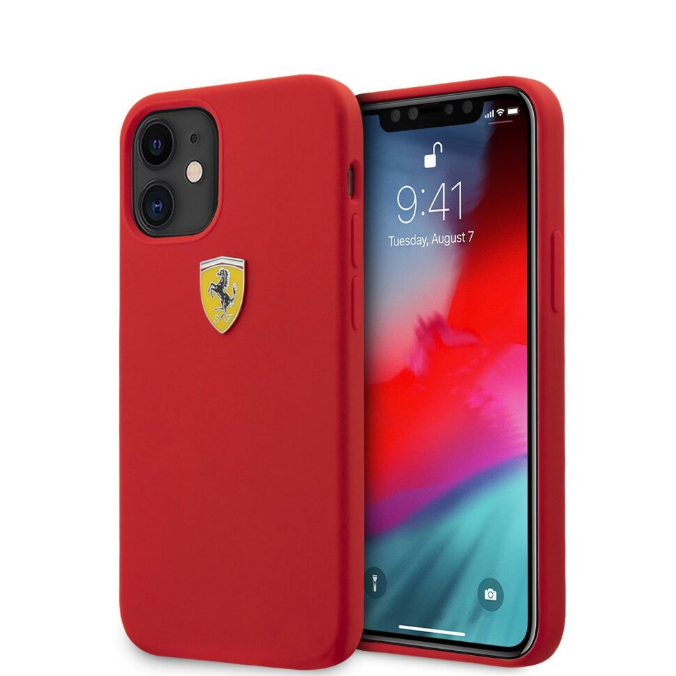 Купить чехол-накладку Ferrari для iPhone 12 mini On-Track Silicone with  Metal Logo Hard Red по низкой цене с бесплатной доставкой