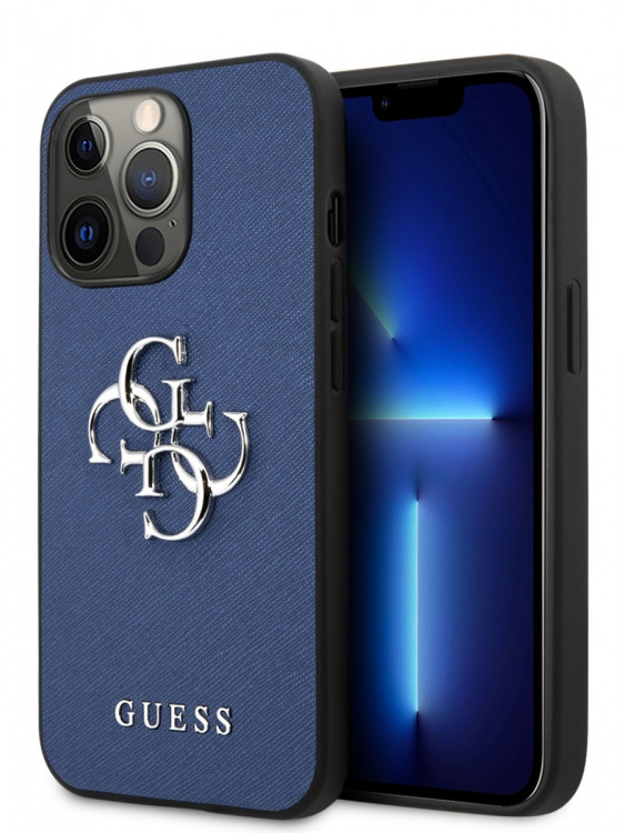 Чехол для iPhone 13 Pro Guess PU Saffiano 4G Big metal logo Hard Blue (GUHCP13LSA4GSBL)