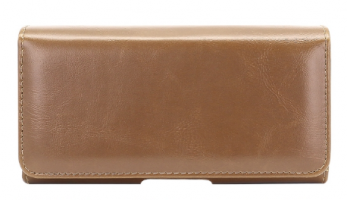 Кожаный чехол кобура с двумя отделениями для смартфонов до 6,7'' (Brown)