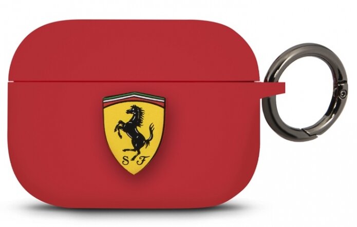 Силиконовый чехол Ferrari Silicone Case с кольцом для AirPods Pro, Red (FEACAPSILGLRE)